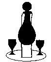 Silhouette of Hoggit Decanter & 2 Ports on Stand